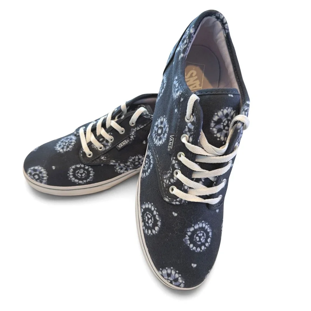 Vans Atwood Low Top Sneakers Indigo Dandelion Blue Mandala Canvas New Womens 9.5